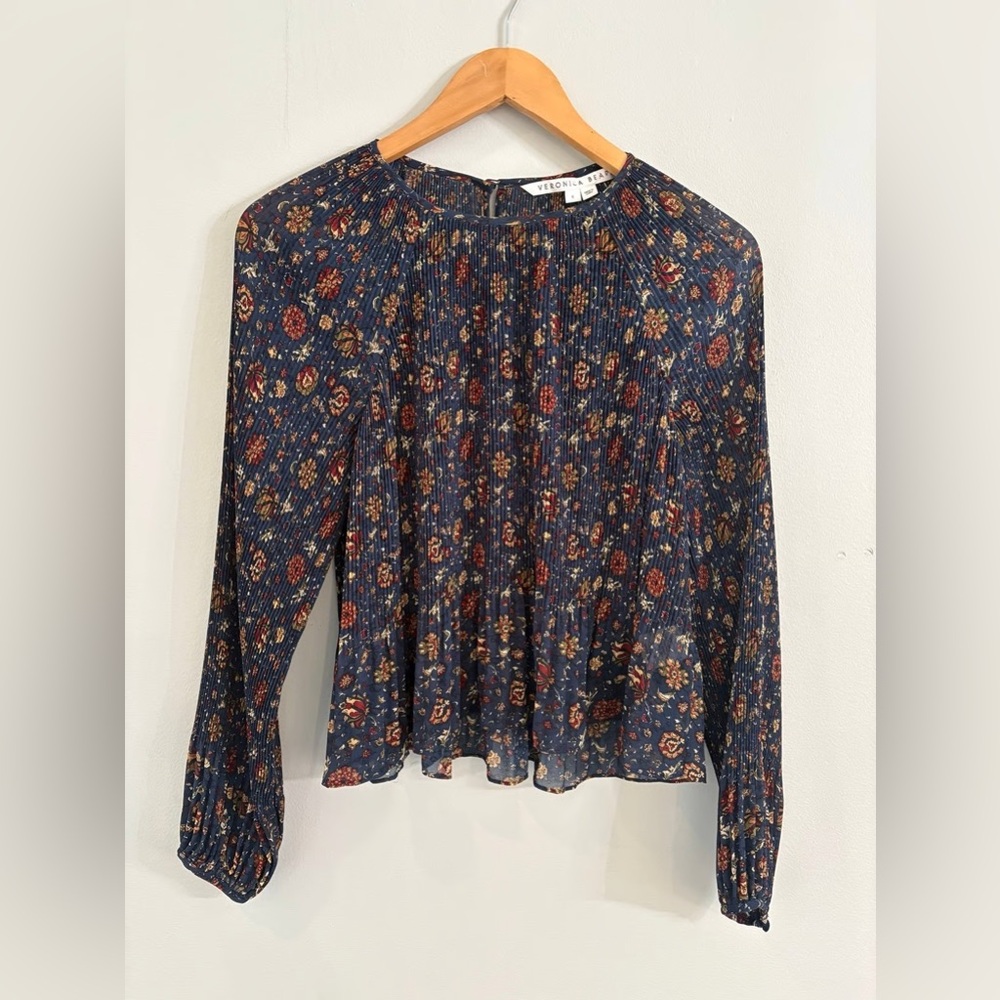 Veronica Beard‎ Navy Floral Blouse